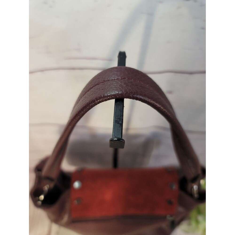 Vera Pelle Genuine Leather•Pebbled•Tassel Burgundy Shoulder Bag•Made In Italy - Picture 9 of 10